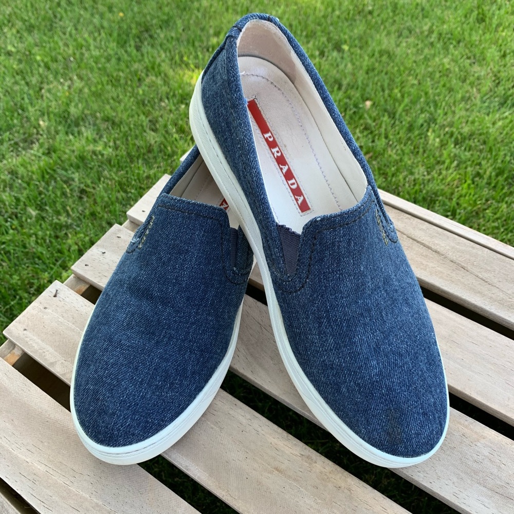 🔥PRADA Denim Slip-On Sneakers🔥 37.5
